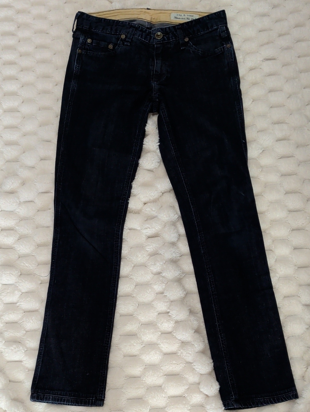 Womens Dark Blue Straight Leg Jeans Vintage